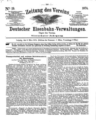 Zeitung des Vereins Deutscher Eisenbahnverwaltungen (Eisenbahn-Zeitung) Montag 9. März 1874