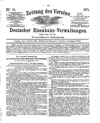 Zeitung des Vereins Deutscher Eisenbahnverwaltungen (Eisenbahn-Zeitung) Montag 5. Oktober 1874