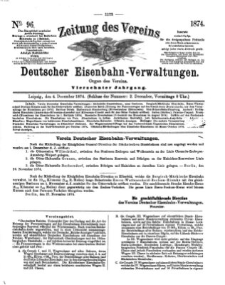 Zeitung des Vereins Deutscher Eisenbahnverwaltungen (Eisenbahn-Zeitung) Freitag 4. Dezember 1874