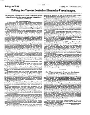 Zeitung des Vereins Deutscher Eisenbahnverwaltungen (Eisenbahn-Zeitung) Freitag 4. Dezember 1874