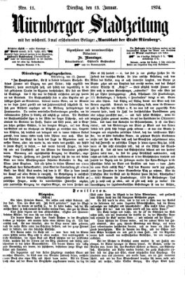 Nürnberger Stadtzeitung (Nürnberger Abendzeitung) Dienstag 13. Januar 1874