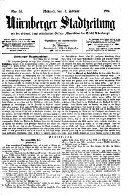 Nürnberger Stadtzeitung (Nürnberger Abendzeitung) Mittwoch 11. Februar 1874