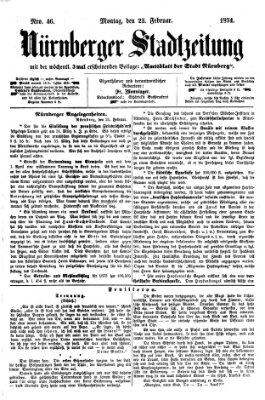 Nürnberger Stadtzeitung (Nürnberger Abendzeitung) Montag 23. Februar 1874
