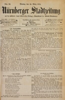Nürnberger Stadtzeitung (Nürnberger Abendzeitung) Montag 16. März 1874