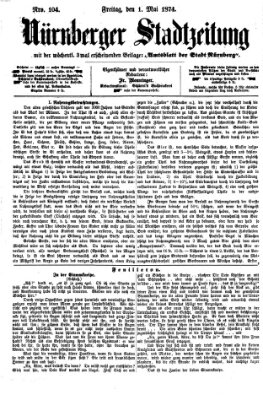 Nürnberger Stadtzeitung (Nürnberger Abendzeitung) Freitag 1. Mai 1874