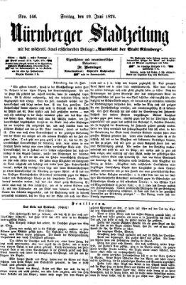 Nürnberger Stadtzeitung (Nürnberger Abendzeitung) Freitag 19. Juni 1874