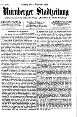 Nürnberger Stadtzeitung (Nürnberger Abendzeitung) Mittwoch 2. September 1874