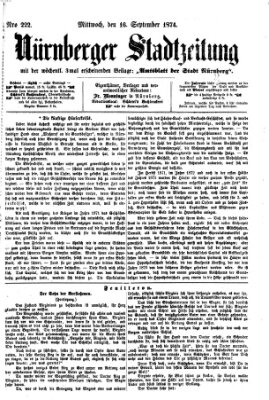 Nürnberger Stadtzeitung (Nürnberger Abendzeitung) Mittwoch 16. September 1874
