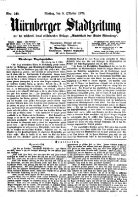 Nürnberger Stadtzeitung (Nürnberger Abendzeitung) Freitag 9. Oktober 1874