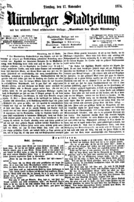 Nürnberger Stadtzeitung (Nürnberger Abendzeitung) Dienstag 17. November 1874