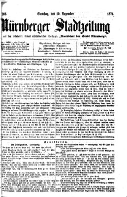 Nürnberger Stadtzeitung (Nürnberger Abendzeitung) Samstag 19. Dezember 1874