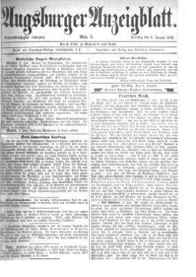 Augsburger Anzeigeblatt Dienstag 6. Januar 1874