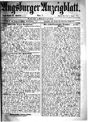 Augsburger Anzeigeblatt Donnerstag 8. Januar 1874