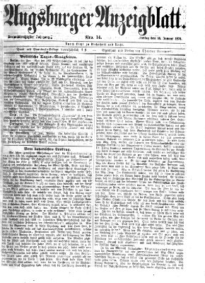 Augsburger Anzeigeblatt Freitag 16. Januar 1874