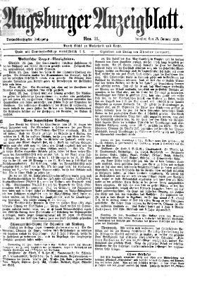 Augsburger Anzeigeblatt Samstag 24. Januar 1874