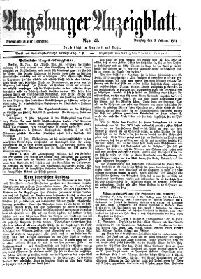 Augsburger Anzeigeblatt Dienstag 3. Februar 1874