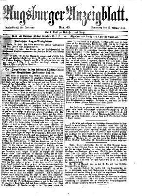 Augsburger Anzeigeblatt Donnerstag 19. Februar 1874