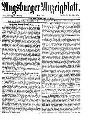 Augsburger Anzeigeblatt Sonntag 29. März 1874