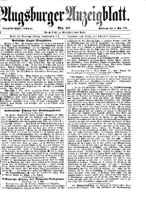 Augsburger Anzeigeblatt Mittwoch 6. Mai 1874
