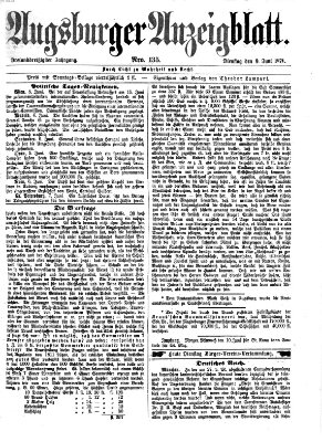 Augsburger Anzeigeblatt Dienstag 9. Juni 1874