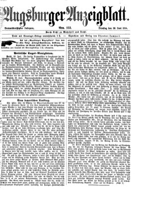 Augsburger Anzeigeblatt Dienstag 30. Juni 1874