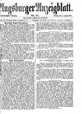 Augsburger Anzeigeblatt Dienstag 18. August 1874