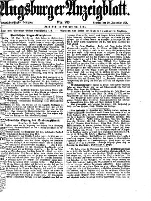 Augsburger Anzeigeblatt Sonntag 29. November 1874