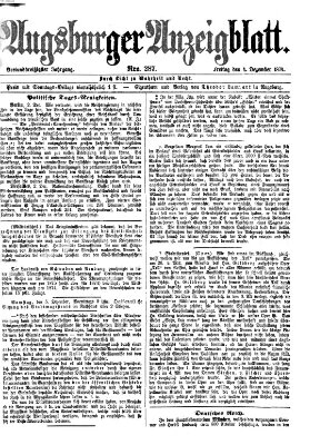Augsburger Anzeigeblatt Freitag 4. Dezember 1874