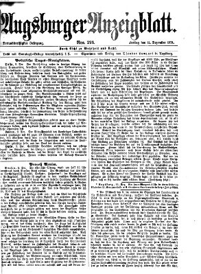 Augsburger Anzeigeblatt Freitag 11. Dezember 1874