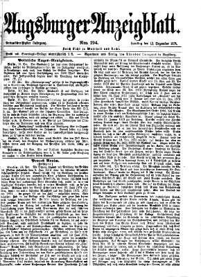 Augsburger Anzeigeblatt Samstag 12. Dezember 1874