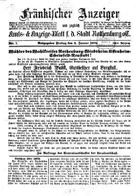 Fränkischer Anzeiger Freitag 2. Januar 1874