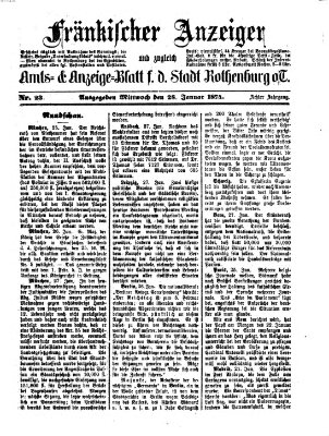 Fränkischer Anzeiger Mittwoch 28. Januar 1874
