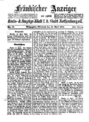 Fränkischer Anzeiger Mittwoch 15. April 1874