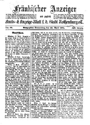 Fränkischer Anzeiger Donnerstag 23. April 1874
