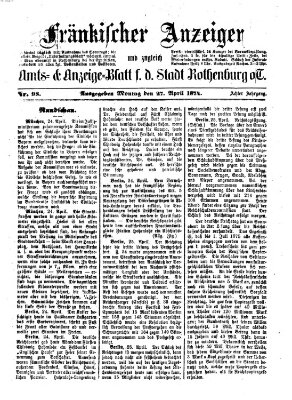 Fränkischer Anzeiger Montag 27. April 1874