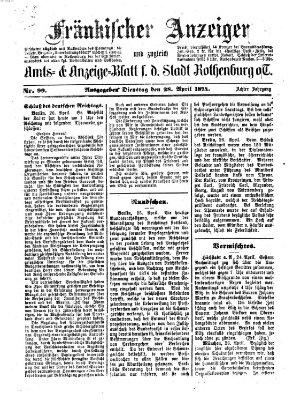 Fränkischer Anzeiger Dienstag 28. April 1874