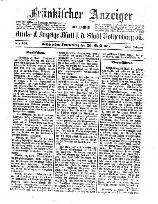 Fränkischer Anzeiger Donnerstag 30. April 1874