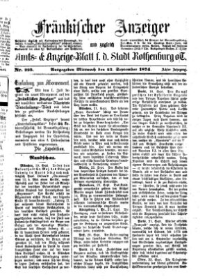 Fränkischer Anzeiger Mittwoch 23. September 1874