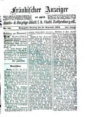 Fränkischer Anzeiger Dienstag 29. September 1874