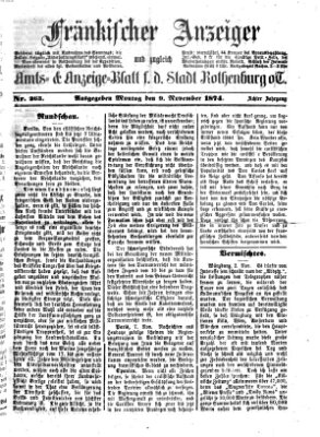 Fränkischer Anzeiger Montag 9. November 1874