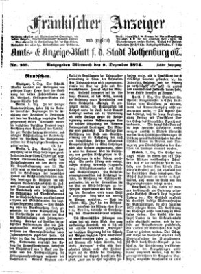 Fränkischer Anzeiger Mittwoch 9. Dezember 1874