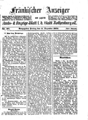 Fränkischer Anzeiger Freitag 11. Dezember 1874