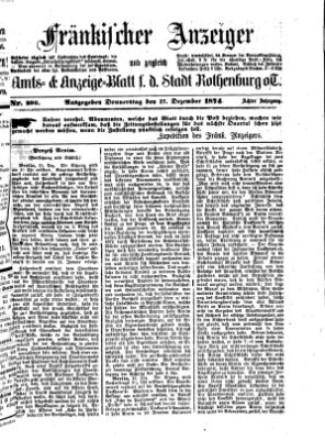 Fränkischer Anzeiger Donnerstag 17. Dezember 1874