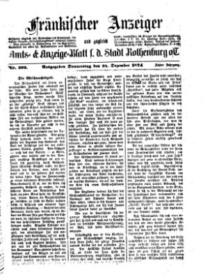 Fränkischer Anzeiger Donnerstag 24. Dezember 1874