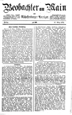 Beobachter am Main und Aschaffenburger Anzeiger Freitag 27. März 1874