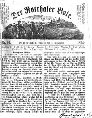 Rottaler Bote Freitag 4. Dezember 1874
