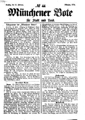 Münchener Bote für Stadt und Land Samstag 21. Februar 1874