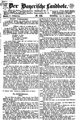 Der Bayerische Landbote Samstag 21. Februar 1874