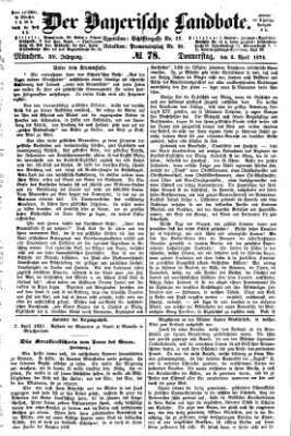 Der Bayerische Landbote Donnerstag 2. April 1874