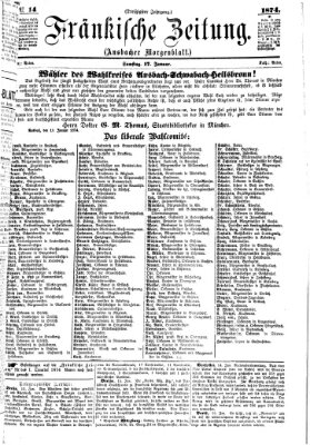 Fränkische Zeitung (Ansbacher Morgenblatt) Samstag 17. Januar 1874